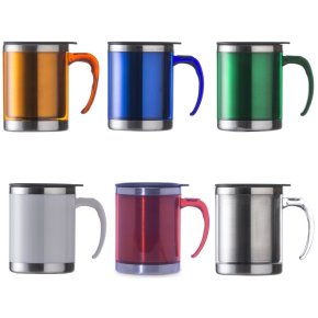 CN 15 - Caneca acrílica com detalhe em inox e tampa 400 ml