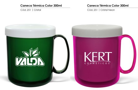 251 - Caneca plástica cristal color 300ml